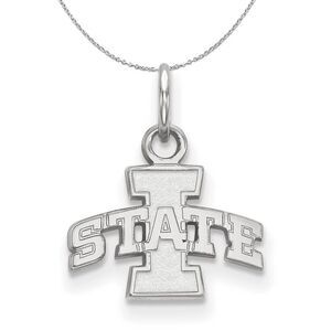 Sterling Silver Iowa State XS (Tiny) Pendant Necklace - 24 Inch